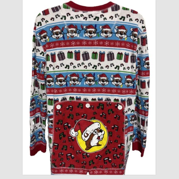 Buc-ees One Piece Christmas Thermal Pajamas Long Johns Bucees Unisex Sz XL - Picture 5 of 8